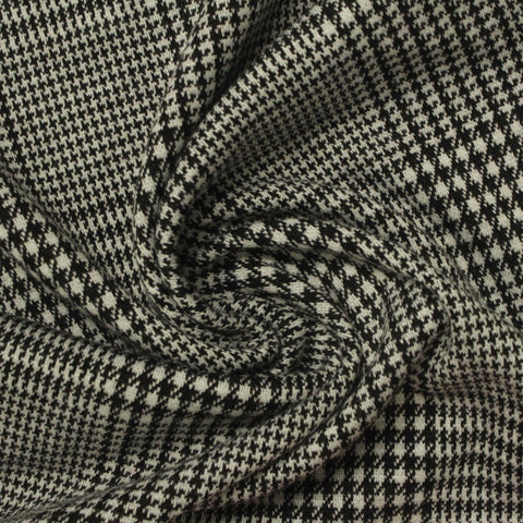 Black Houndstooth Jacquard, Poly-Viscose, 285 gsm