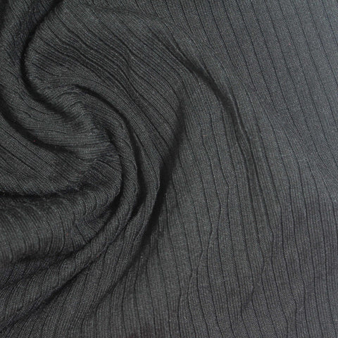 Polyester Viscose Stretch Rib Knit Fabric, 297 gsm, 130 cm — Grey