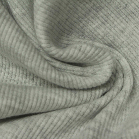 Light Grey Marl Rib Knit, Poly-Cotton, 360 gsm
