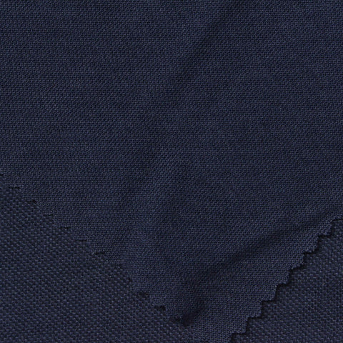 Cotton Polyester Piqué Knit Fabric, 145 gsm, 170 cm — Navy
