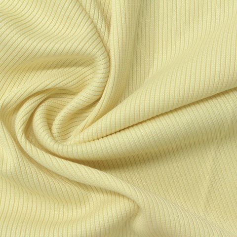 Polyester Stretch Rib Knit Fabric, 280 gsm, 136 cm — Yellow