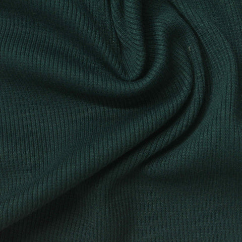 Dark Green Ribbed Rib Knit, Poly-Cotton