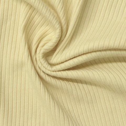 Polyester Viscose Stretch Rib Knit Fabric, 260 gsm, 150 cm — Yellow