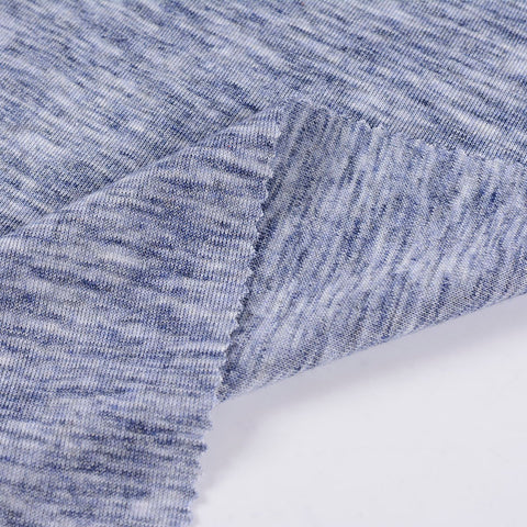 Blue Heathered-Marl Rib Knit, Poly-Viscose