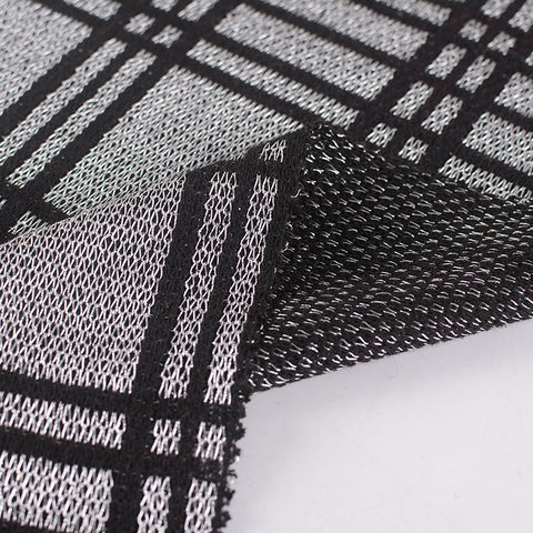 Black Plaid Knit, Metallic-Poly