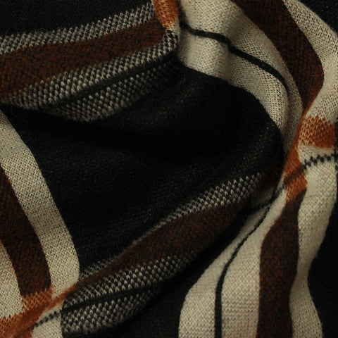 Black Plaid Knit, Polyester, 190 gsm, 140 cm