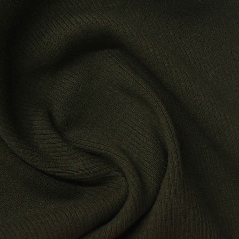 Dark Olive Rib Knit, Poly-Cotton