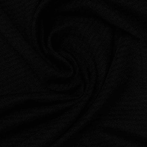 Black Ribbed Jersey Knit, Polyester