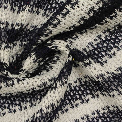 Black Horizontal-Stripe Linen-Look, Poly-Cotton