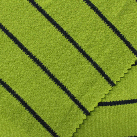 Lime Horizontal-Stripe Jersey Knit, Viscose
