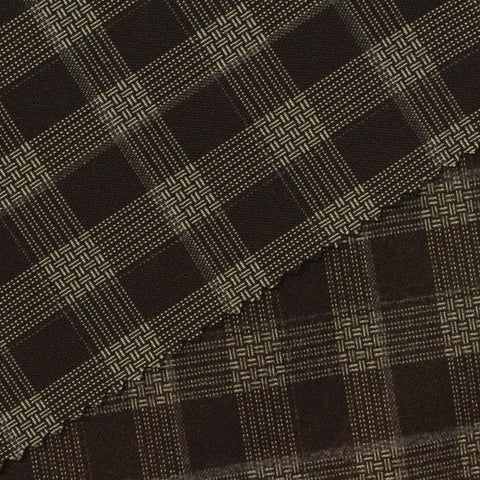Dark Brown Plaid Woven, Poly-Viscose, 285 gsm, 150 cm, ref EF-265156