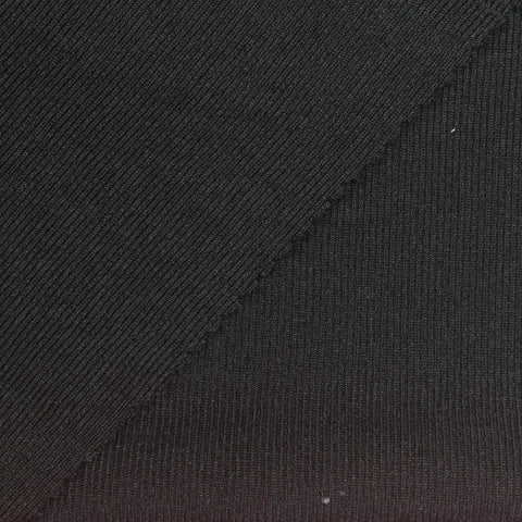 Polyester Stretch Rib Knit Fabric, 400 gsm, 150 cm — Black