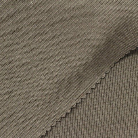 Cotton Polyester Stretch Rib Knit Fabric, 350 gsm, 120 cm — Khaki