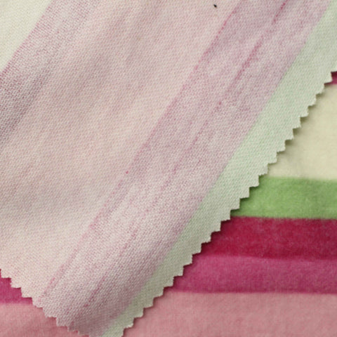 Pink Horizontal-Stripe Interlock Knit, Poly-Viscose