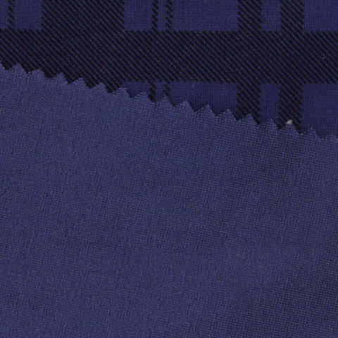 Dark Blue Plaid Ponte Knit, Viscose