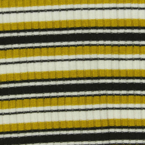 White Stripes Rib Knit, Poly-Viscose
