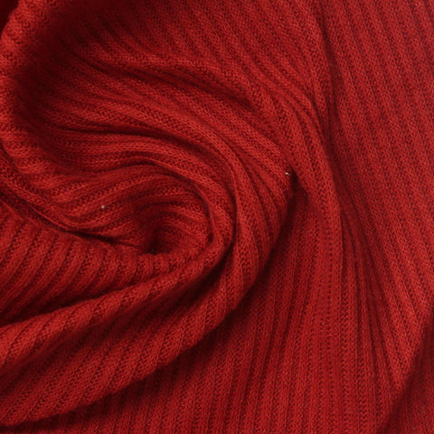 Polyester Viscose Stretch Rib Knit Fabric, 220 gsm, 165 cm — Red
