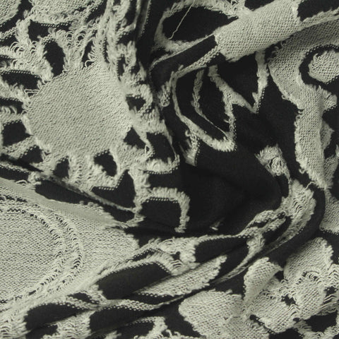 Jacquard Viscose Polyester Stretch Jersey Knit Fabric, 158 gsm, 175 cm — Black