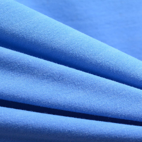 Cotton Polyester Stretch Rib Knit Fabric, 200 gsm — Blue