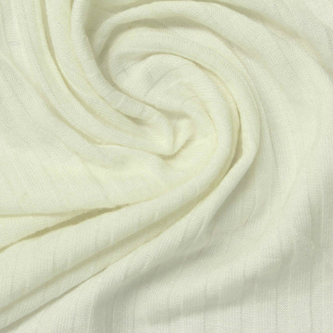 Viscose Stretch Rib Knit Fabric, 158 gsm, 140 cm — White