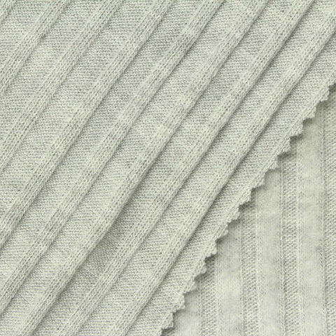 Grey Heather Rib Knit, Poly-Viscose