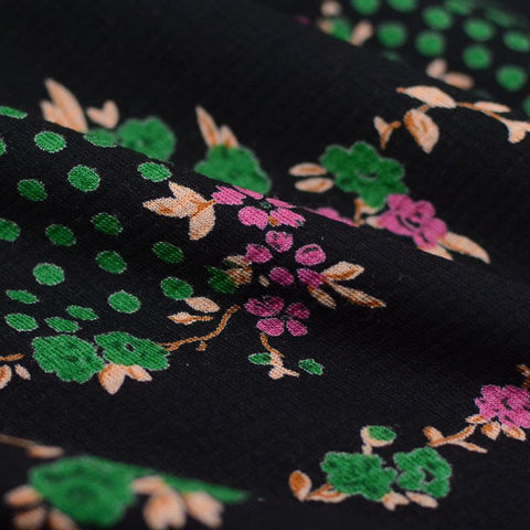 Green Floral Jersey Knit, Viscose