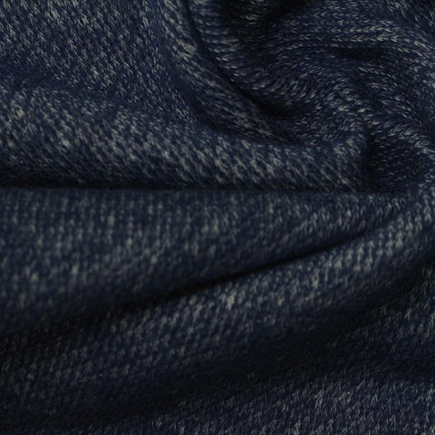 Dark Blue Marl French Terry, Cotton-Poly, 200 gsm