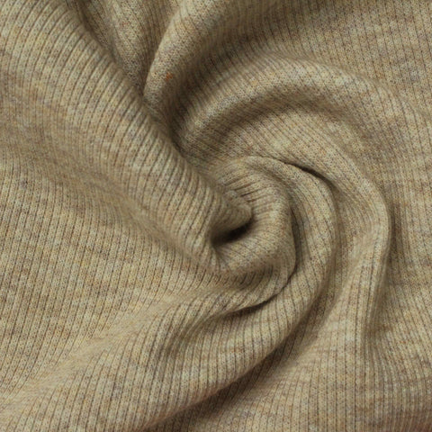 Light Brown Heather Rib Knit, Poly-Cotton