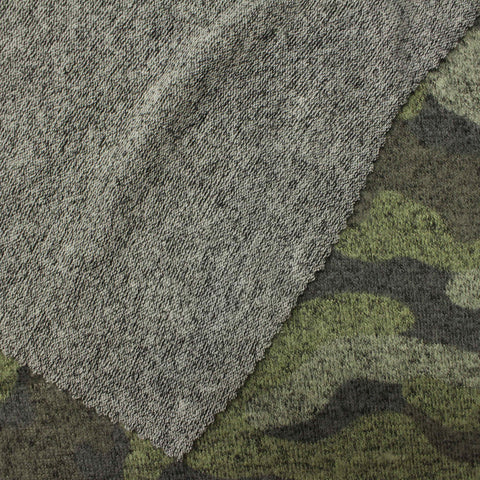Green Camo Chunky Knit, Viscose-Poly, 190 gsm