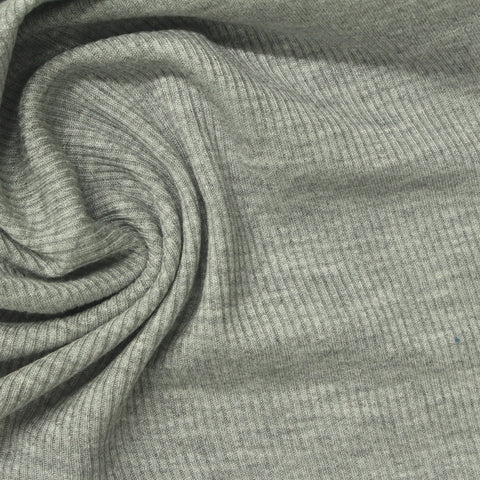Light Grey Marl Rib Knit, Viscose, 230 gsm