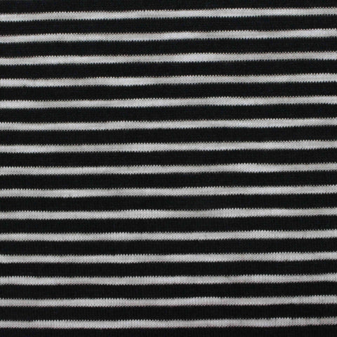 Black Horizontal-Stripe Jersey Knit, 160 gsm