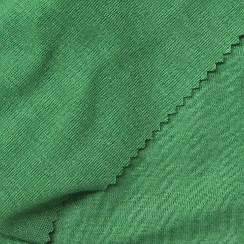 Green Marl Rib Knit, Cotton-Poly, 230 gsm