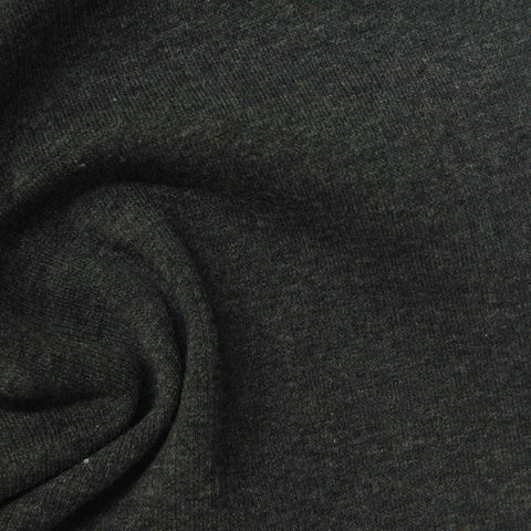 Dark Grey Marl Rib Knit, Poly-Cotton, 320 gsm, 140 cm