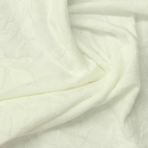 Cream Tone-on-Tone Floral Pointelle Knit, Polyester, 261 gsm