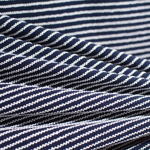 White Horizontal-Stripe Knit, Poly-Cotton