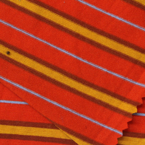 Orange Horizontal-Stripe Jersey Knit, Poly-Viscose