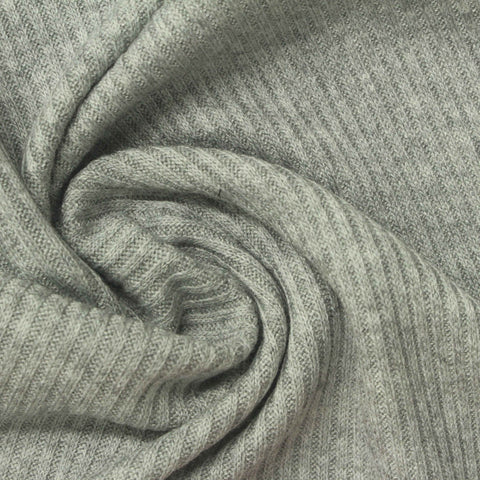 Heather Grey Marl Rib Knit, 250 gsm