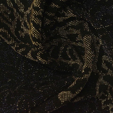 Jacquard Polyester Metallic Stretch Knit Fabric, 160 gsm, 155 cm — Black