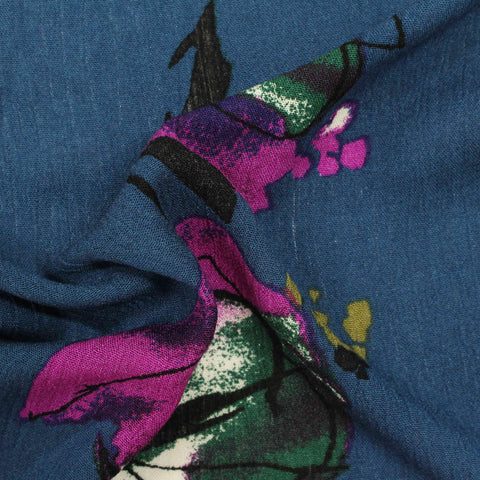Magenta Abstract-Floral Woven, Viscose