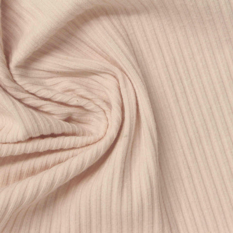 Cotton Polyester Stretch Rib Knit Fabric, 250 gsm, 425 cm — Pink
