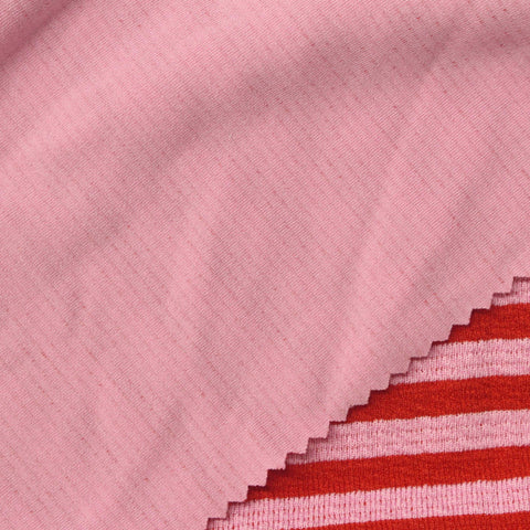Red Horizontal-Stripe Knit, Polyester, 300 gsm