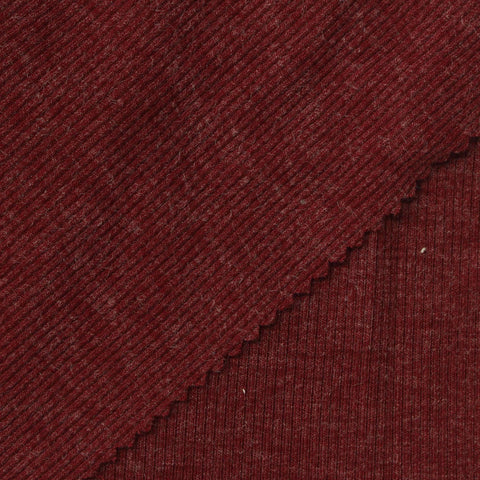 Red Marl Rib Knit, Poly-Viscose, 260 gsm