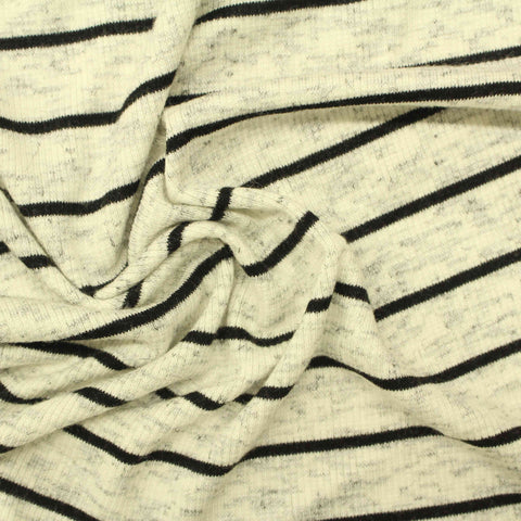 Black Horizontal-Stripe Knit, Viscose, 253 gsm
