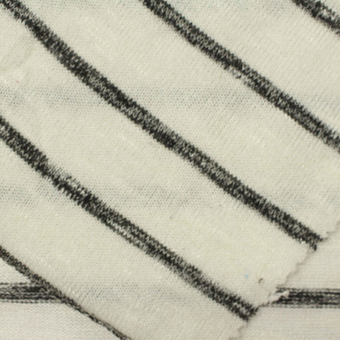 Black Horizontal-Stripe Chunky Knit, Poly-Viscose, 220 gsm, 150 cm