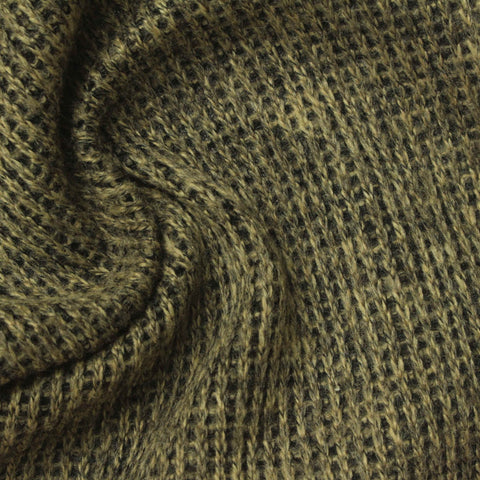 Dark Brown Marl Rib Knit, Polyester, 280 gsm