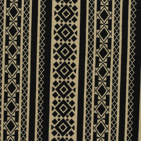 Black Geometric-Stripe Ponte Knit, Viscose-Poly