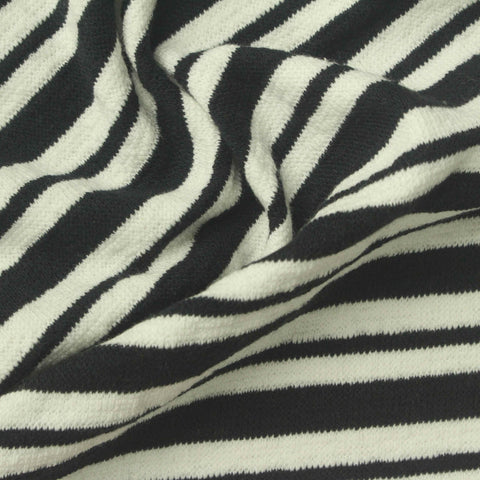 Black Horizontal-Stripe Fleece, Cotton