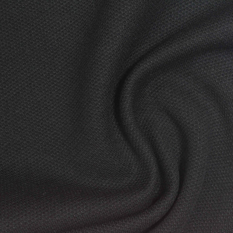 Black Grid Piqué Knit, Cotton-Poly