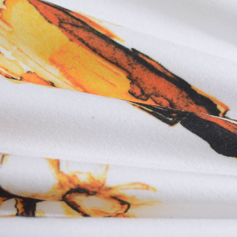 Orange Floral Jersey Knit, Polyester