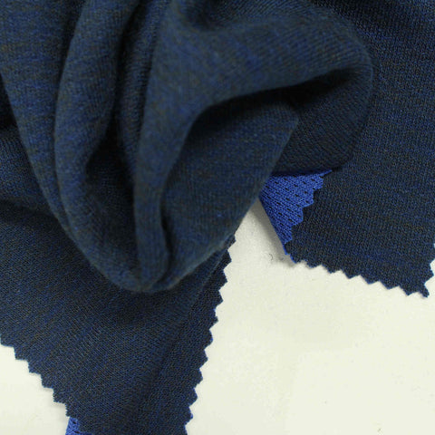 Dark Blue Marl Interlock Knit, Poly-Wool